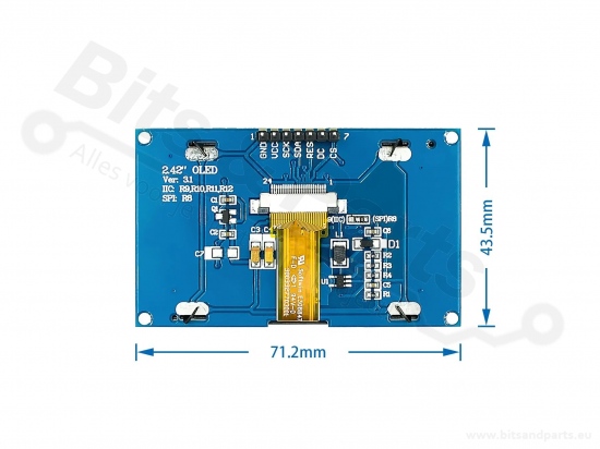 Display OLED 128x64 2,42 inch I2C/SPI Blauw
